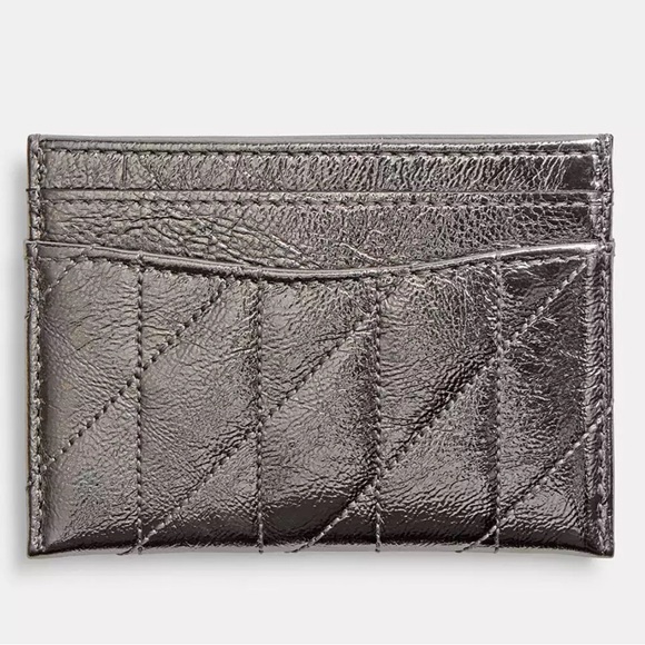 COACH Bundle•Quilted Leather Pouch Bag and Card Case in Metallic Anthracite - Picture 7 of 11